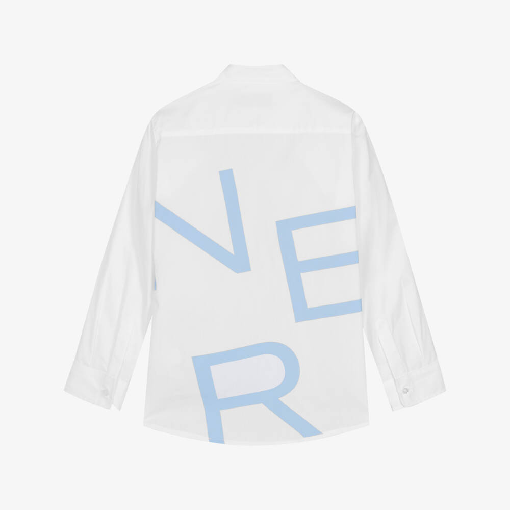 AIGNER-Teen Boys White Cotton Logo Shirt | Childrensalon Outlet