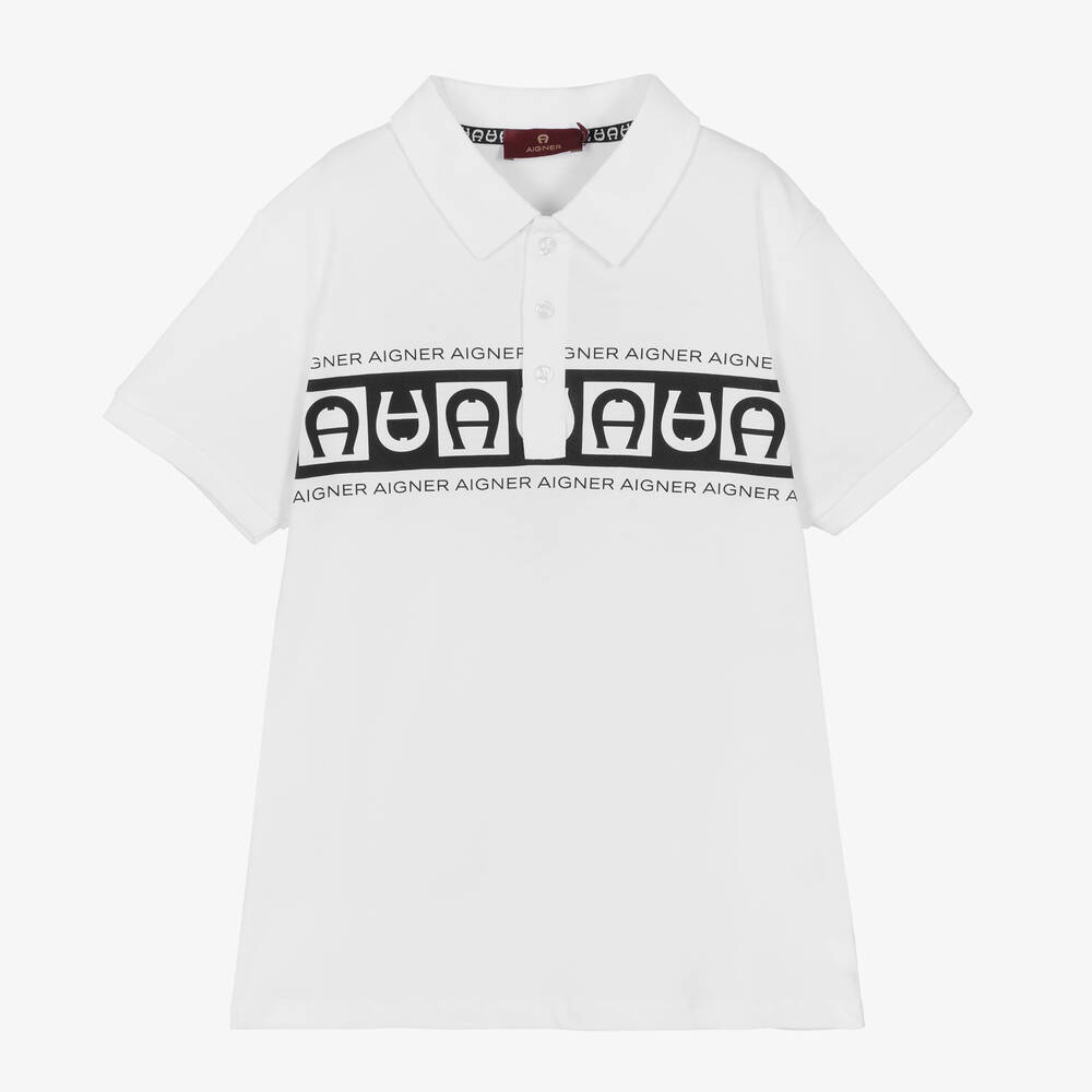 AIGNER-Белая рубашка поло из хлопка для подростков | Childrensalon Outlet