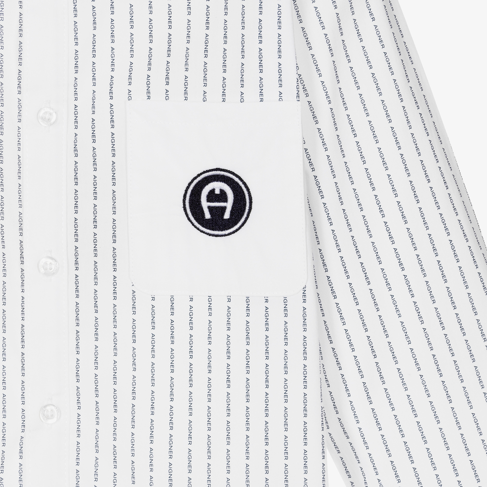 AIGNER-قميص تينز ولادي قطن بوبلين لون أبيض | Childrensalon Outlet