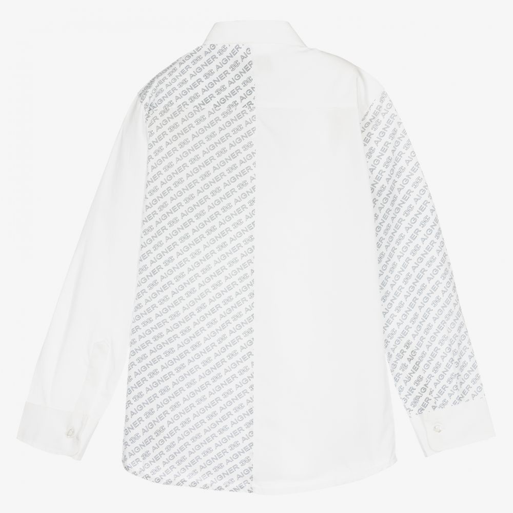 AIGNER-قميص تينز ولادي قطن بوبلين لون أبيض | Childrensalon Outlet