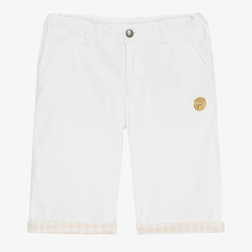 AIGNER - Teen Boys White Cotton Shorts | Childrensalon