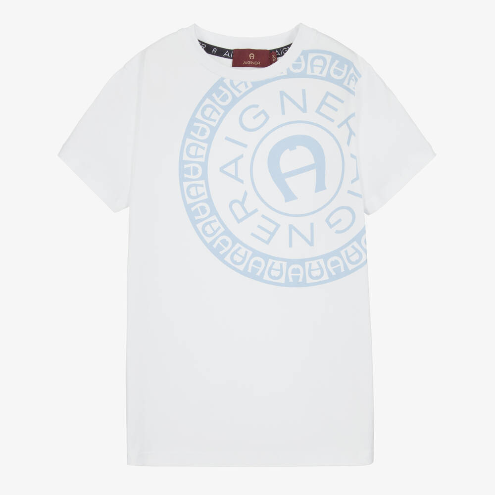 AIGNER - T-shirt blanc en coton pour ado garçon | Childrensalon