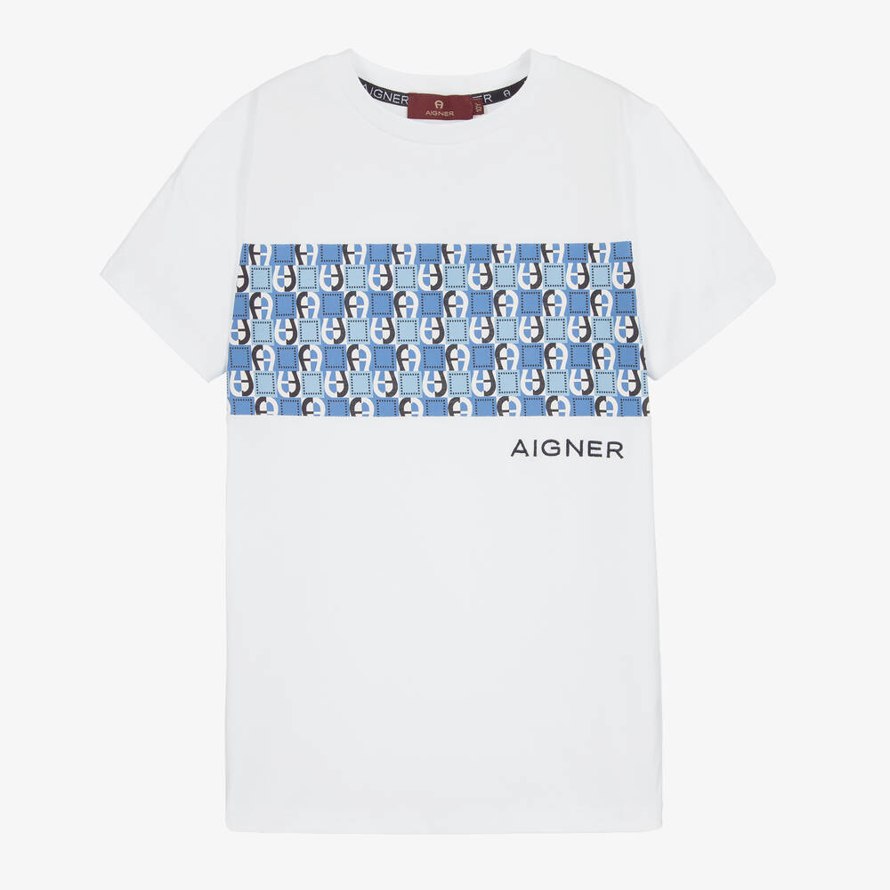 AIGNER - Белая хлопковая футболка для мальчиков-подростков | Childrensalon