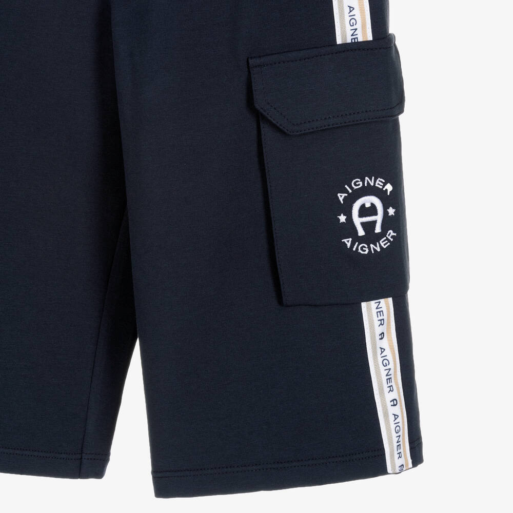 AIGNER-طقم شورت تينز ولادي قطن لون أبيض وكحلي | Childrensalon Outlet