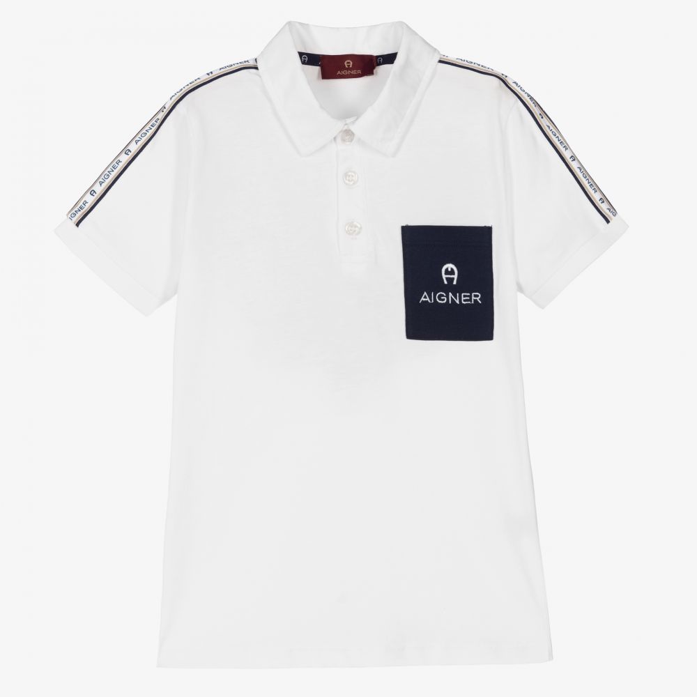 AIGNER - Teen Boys White Polo Shirt | Childrensalon