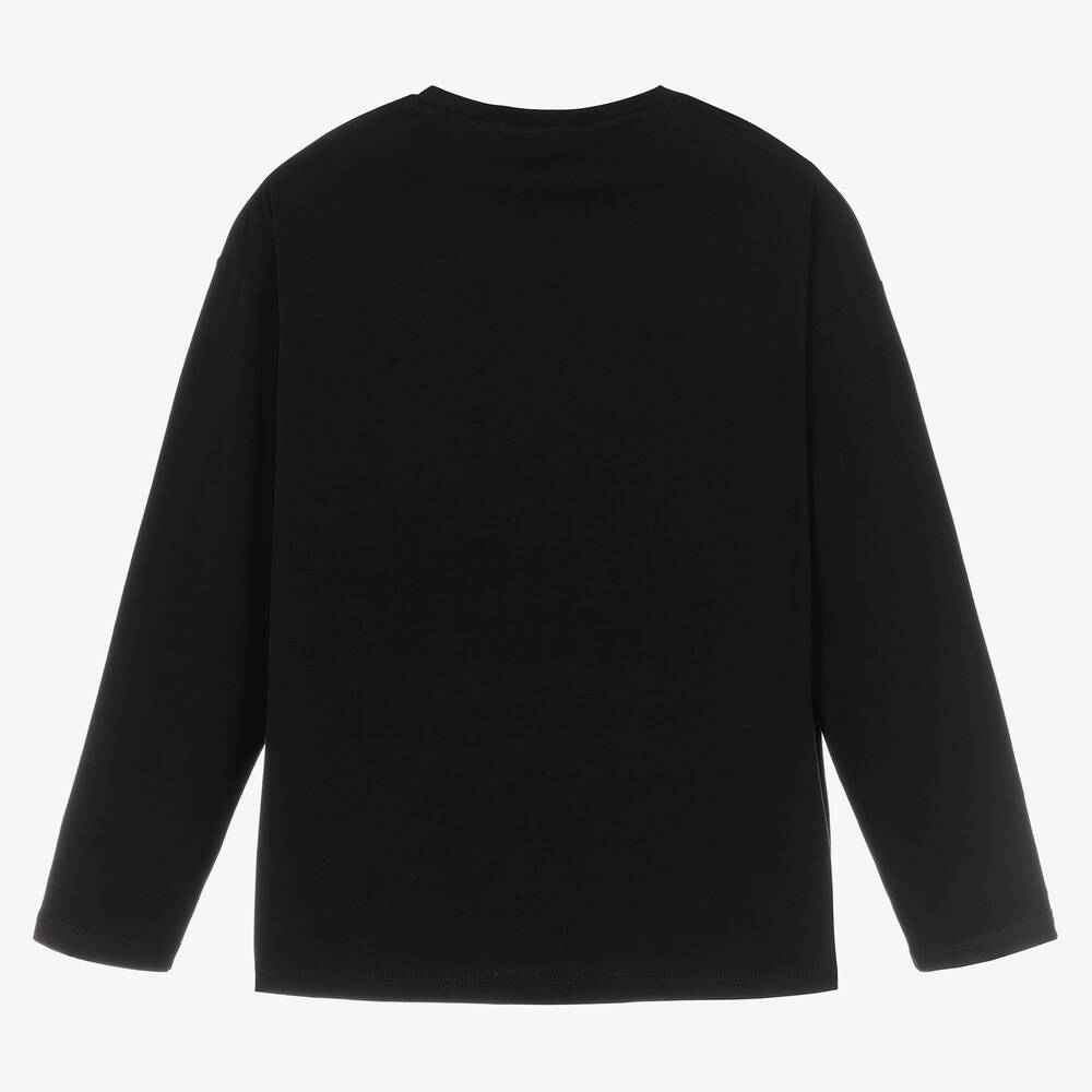 AIGNER-توب تينز بناتي قطن جيرسي لون أسود وذهبي | Childrensalon Outlet