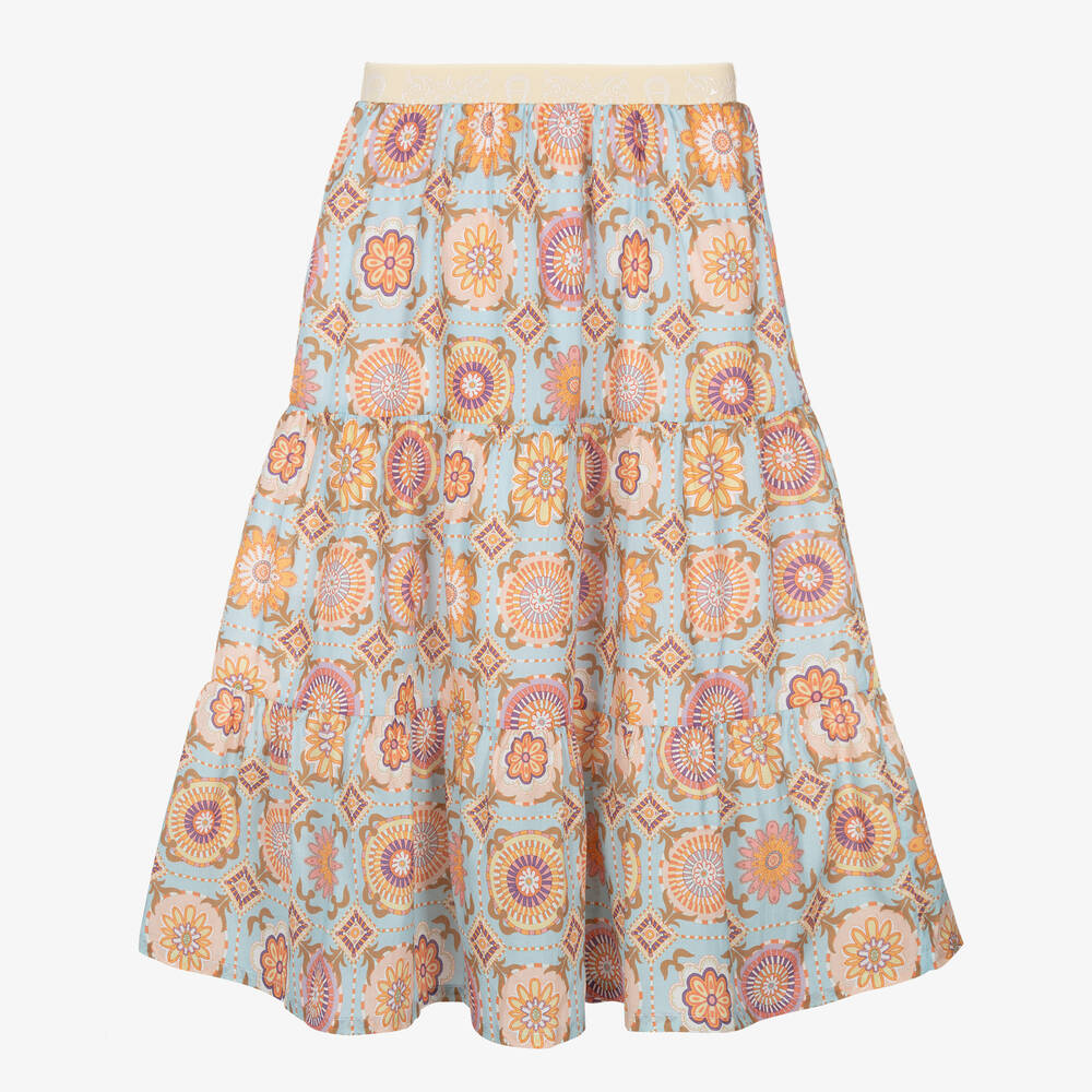 AIGNER-Голубая хлопковая юбка с цветами для подростков | Childrensalon Outlet
