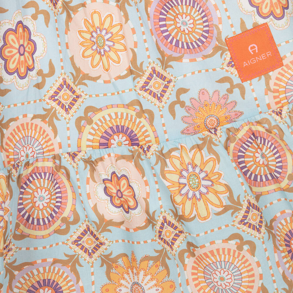 AIGNER-Голубая хлопковая юбка с цветами для подростков | Childrensalon Outlet