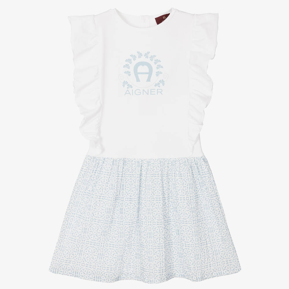 AIGNER - Teen Girls Blue & White Dress | Childrensalon