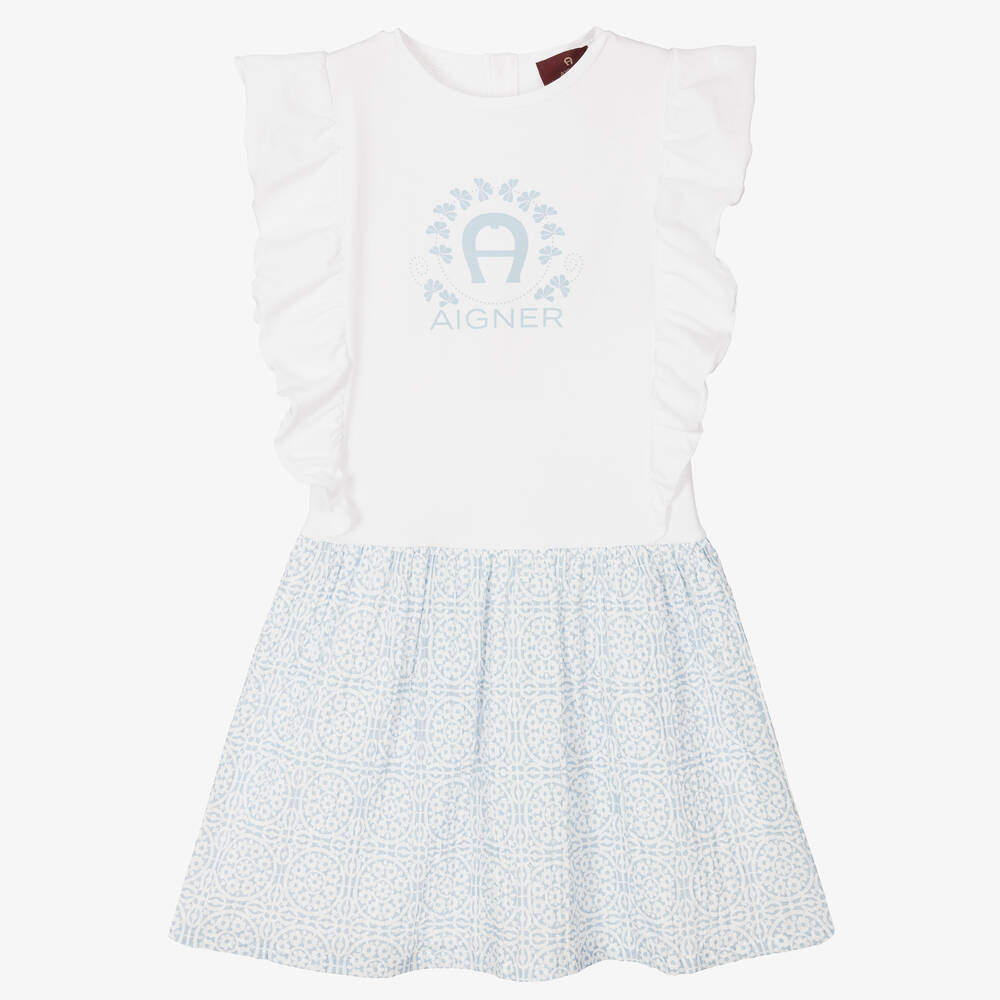 AIGNER - Robe bleue et blanche Ado | Childrensalon