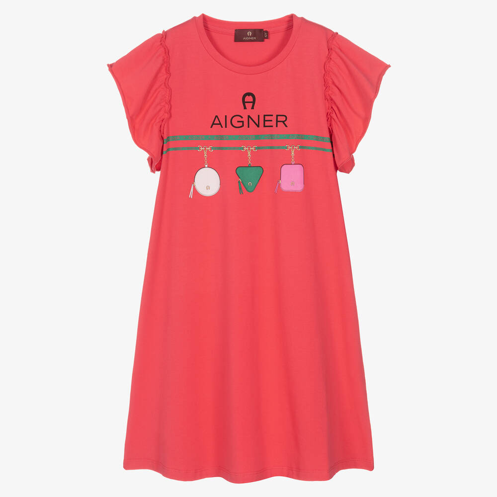 AIGNER - Розовое хлопковое платье для девочек-подростков  | Childrensalon