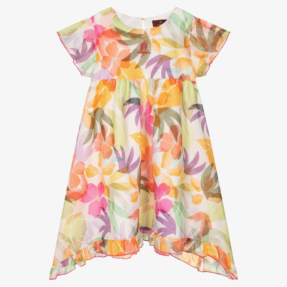AIGNER - Платье из хлопковой вуали с цветами | Childrensalon