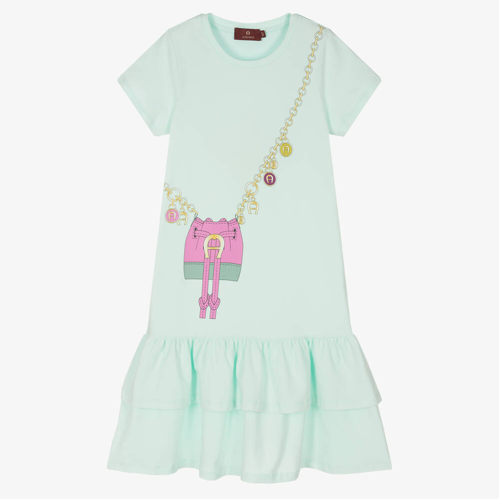 AIGNER - Robe coton vert sac bandoulière ado | Childrensalon