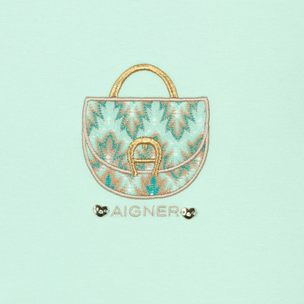 AIGNER-Teen Girls Green Cotton & Knit Dress | Childrensalon Outlet