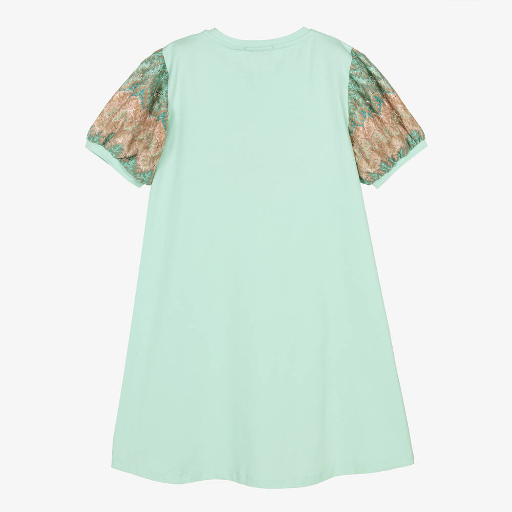 AIGNER-Teen Girls Green Cotton & Knit Dress | Childrensalon Outlet