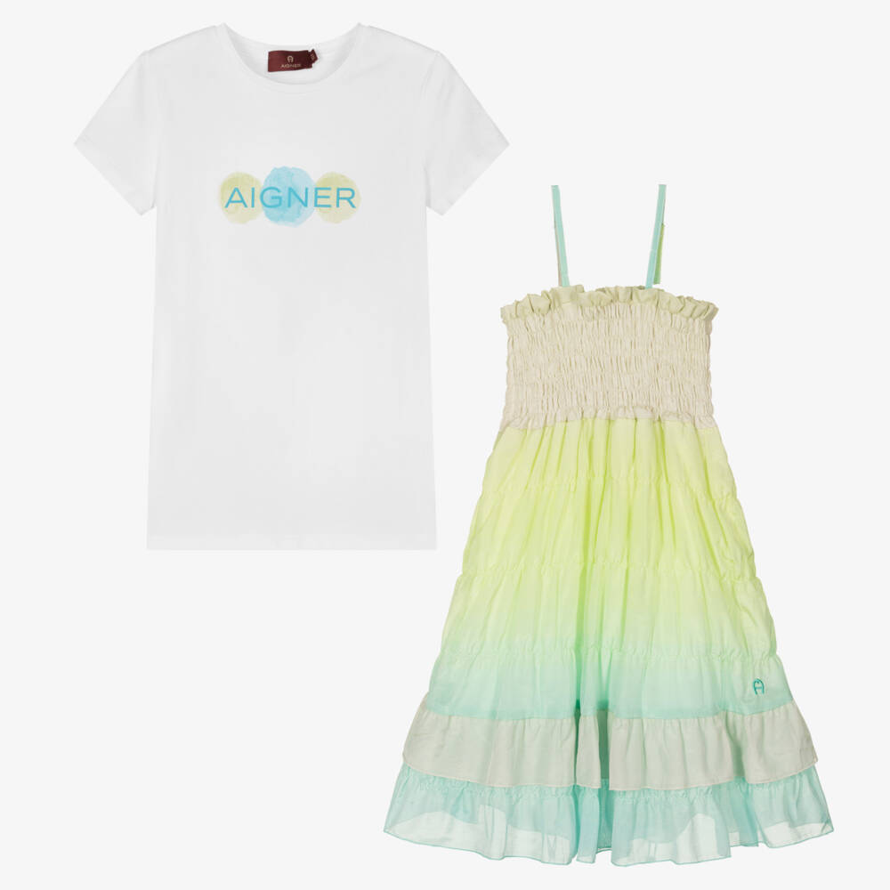 AIGNER-Teen Girls Green Ombré Dress Set | Childrensalon Outlet