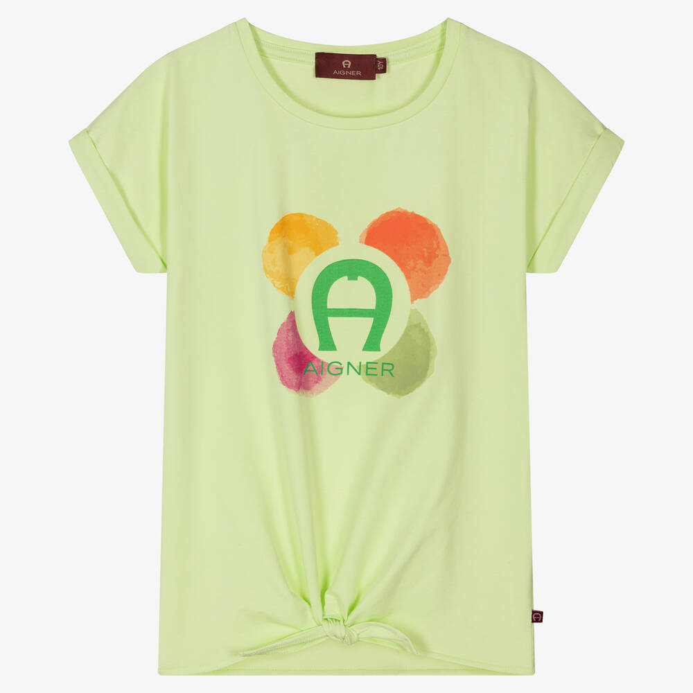 AIGNER - Teen Girls Green Tie-Up T-Shirt | Childrensalon
