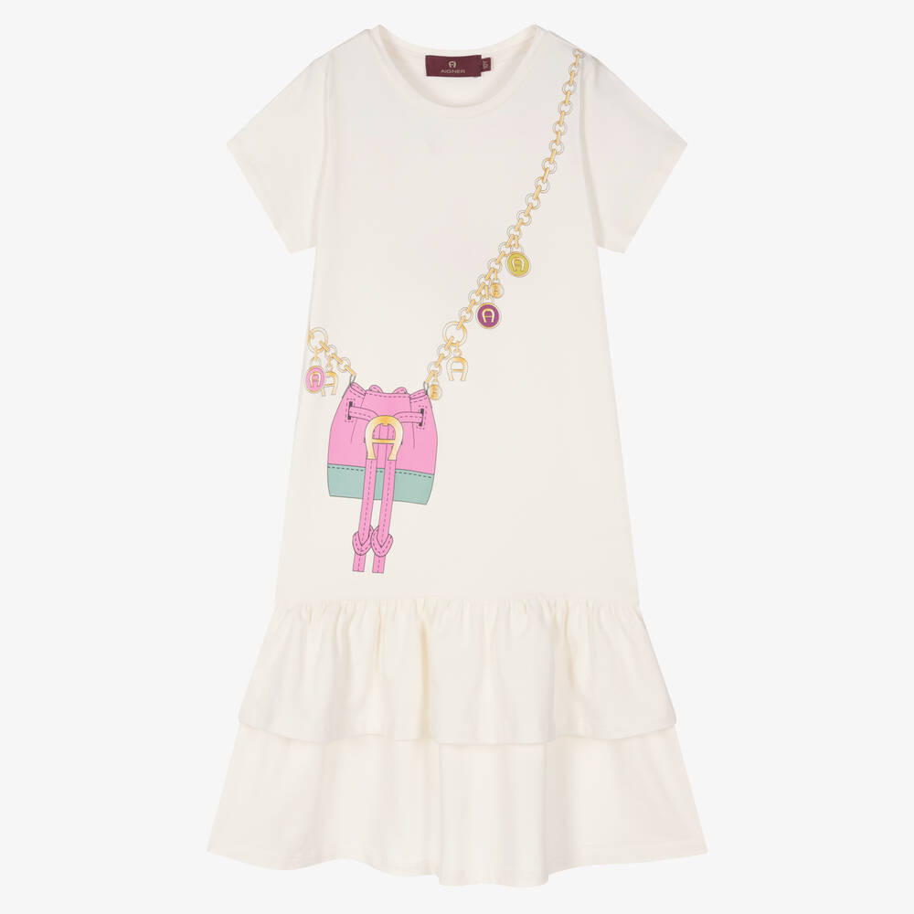 AIGNER-Teen Girls Ivory Cotton Crossbody Bag Dress | Childrensalon Outlet