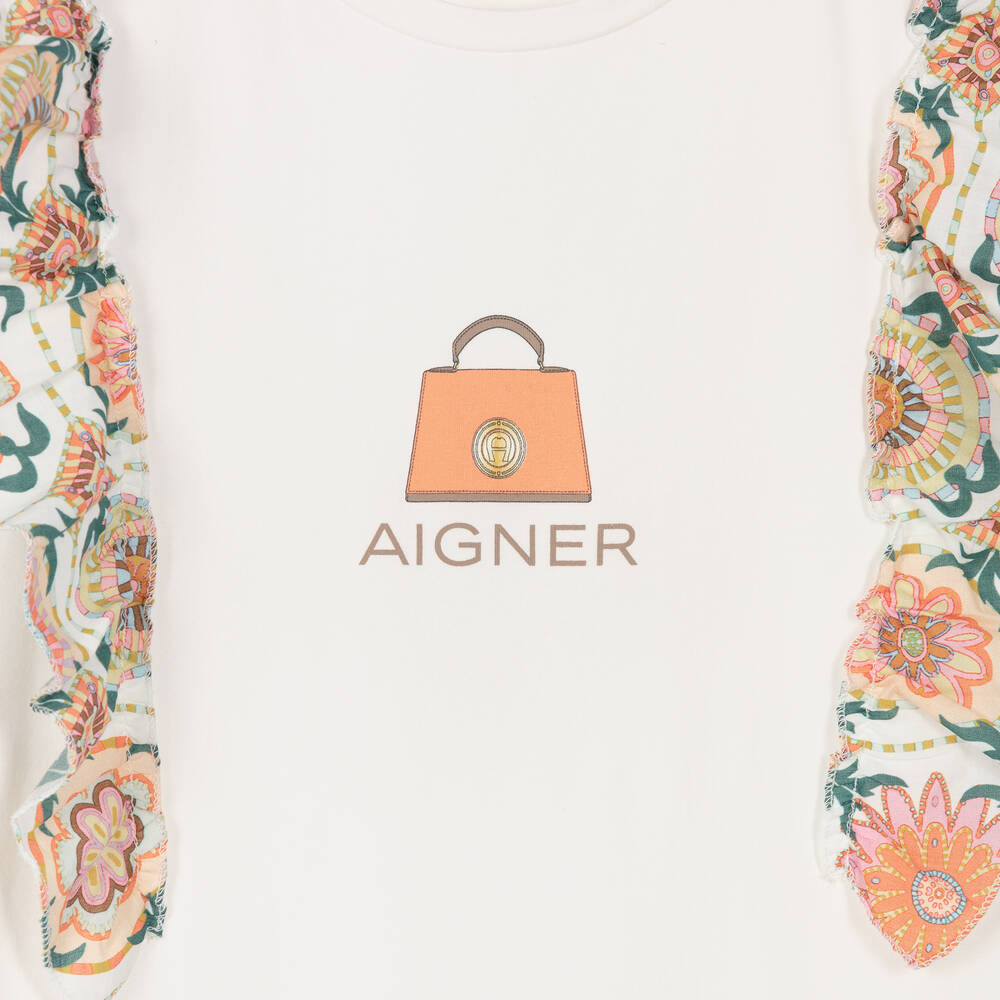 AIGNER-Кремовое хлопковое платье с рюшами для подростков | Childrensalon Outlet