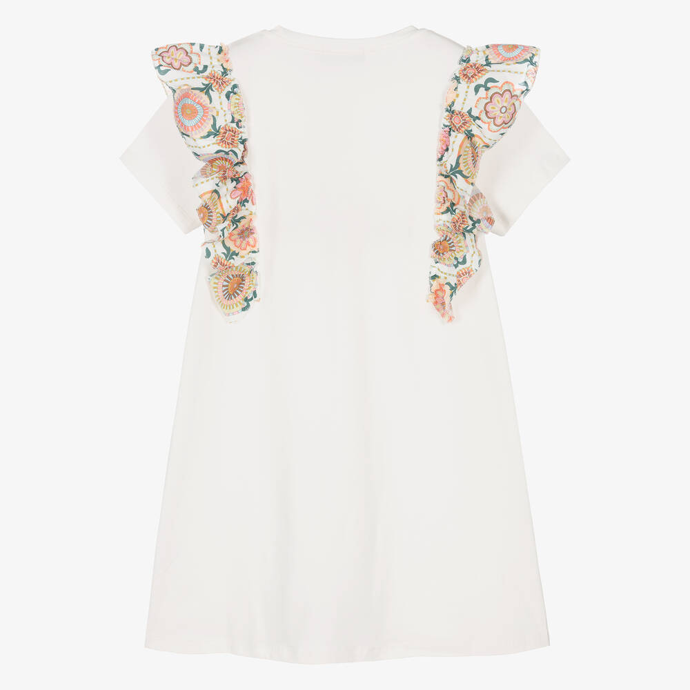 AIGNER-Кремовое хлопковое платье с рюшами для подростков | Childrensalon Outlet