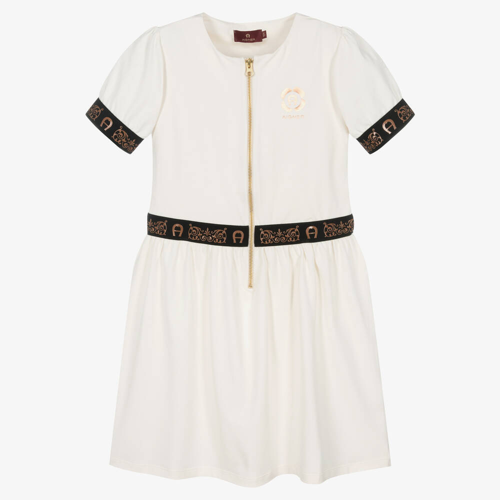 AIGNER - Robe ivoire en coton ado fille | Childrensalon