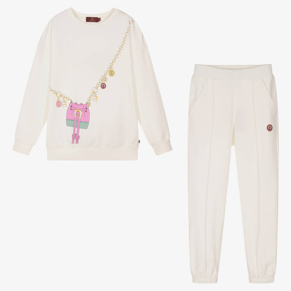 AIGNER-Teen Girls Ivory Tracksuit | Childrensalon Outlet