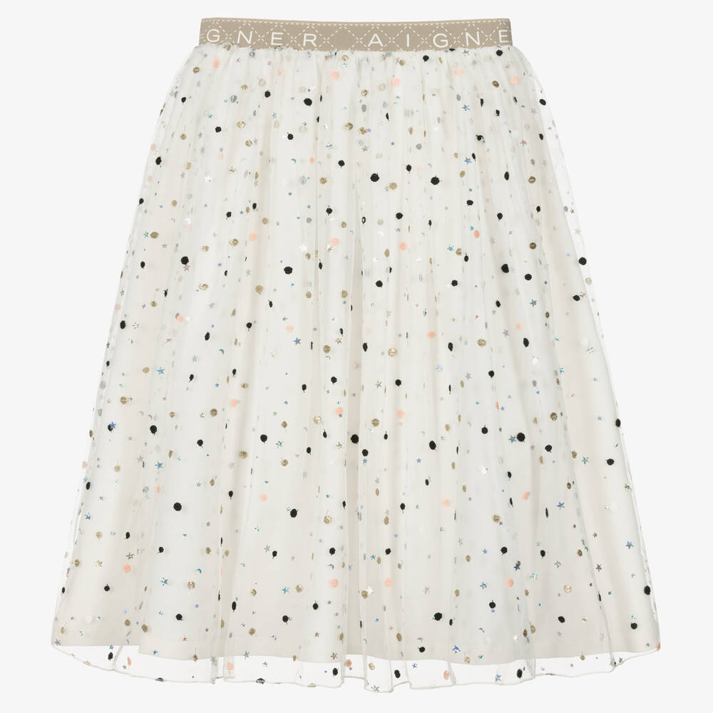 Ivory polka new arrivals dot tulle skirt