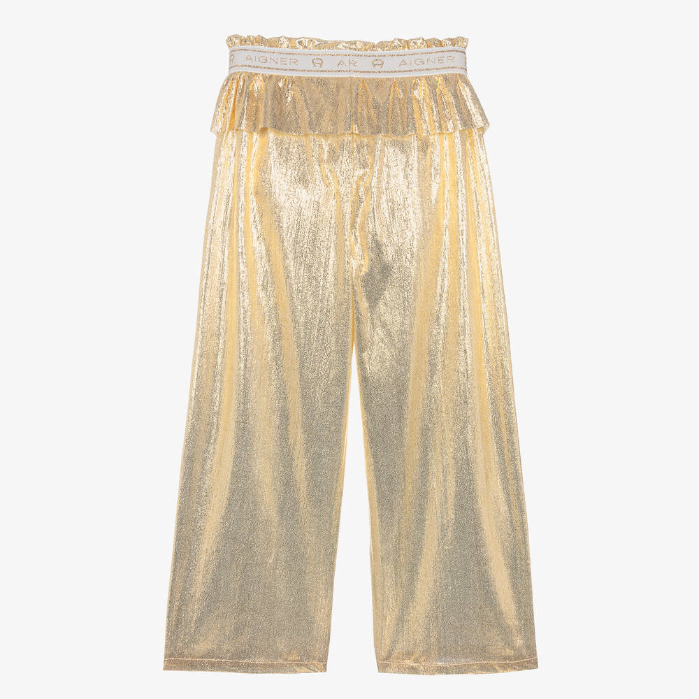 AIGNER-Teen Girls Metallic Gold Wide Leg Trousers | Childrensalon Outlet
