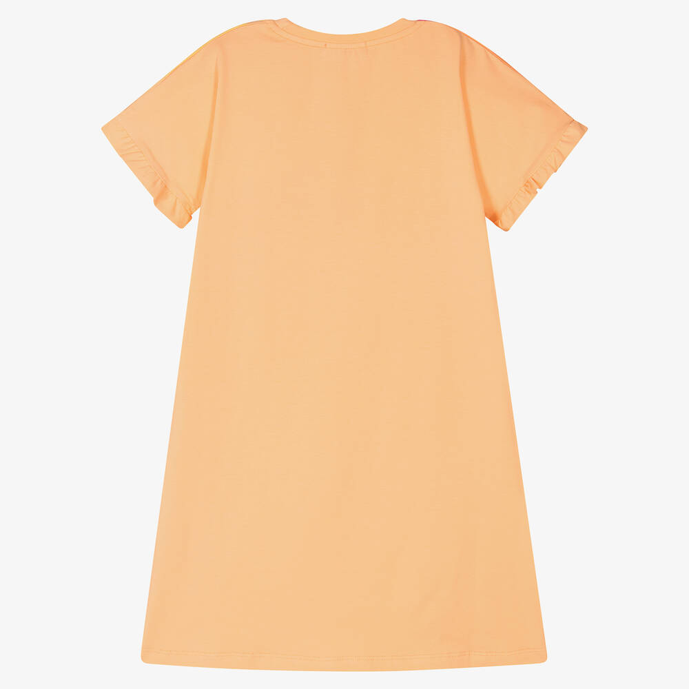 AIGNER-فستان تينز بناتي قطن جيرسي لون برتقالي وزهري | Childrensalon Outlet