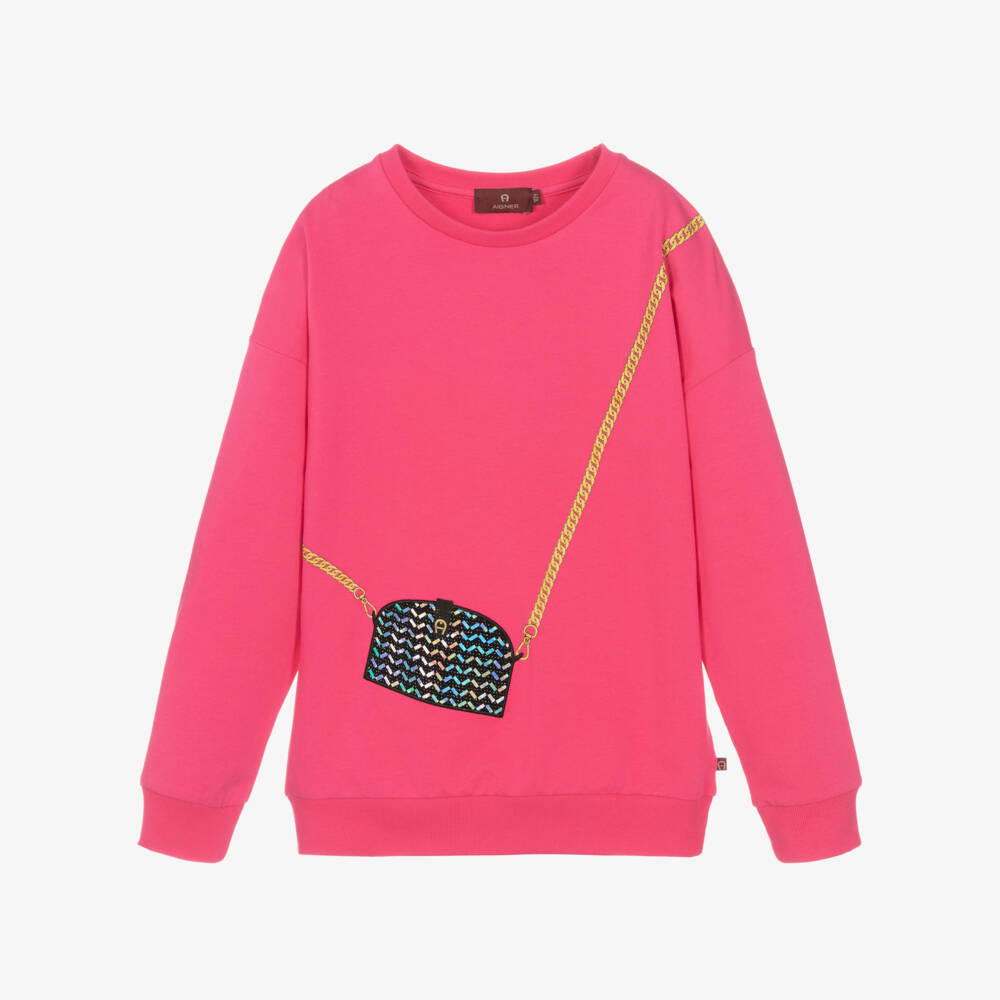 AIGNER-Teen Girls Pink Cotton Bag Sweatshirt | Childrensalon Outlet