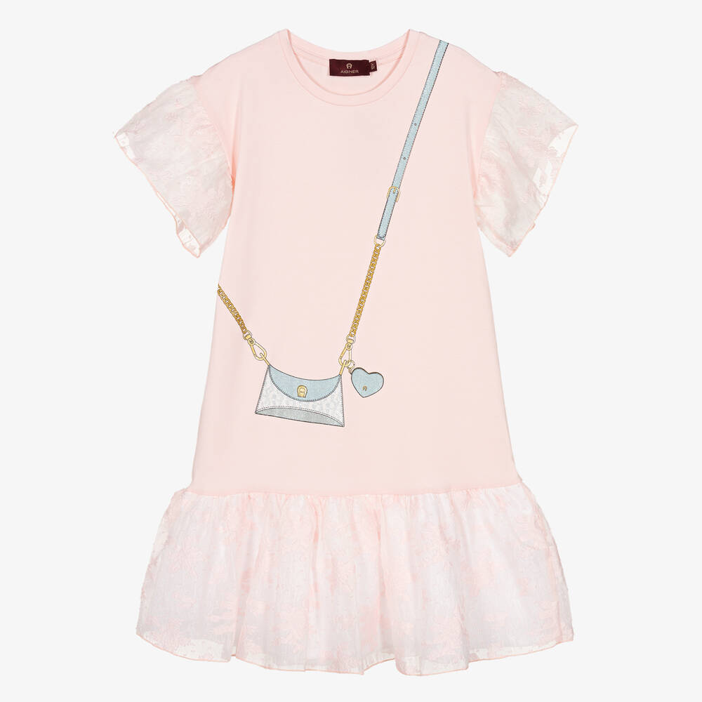 AIGNER-Teen Girls Pink Cotton Crossbody Bag Dress | Childrensalon Outlet