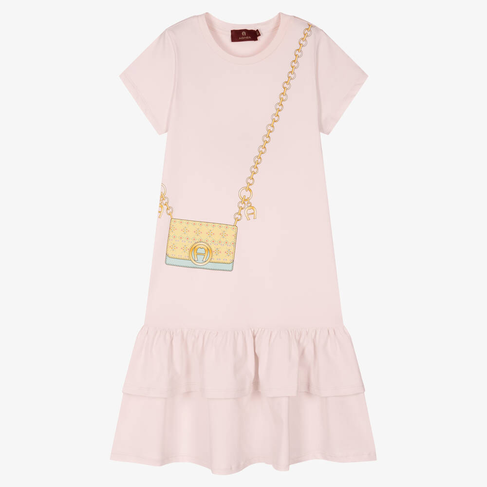AIGNER - Robe rose en coton ado fille | Childrensalon
