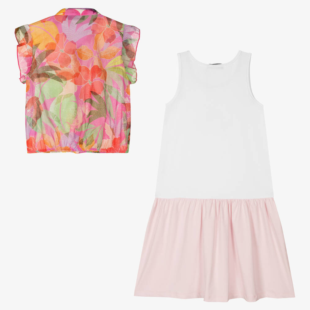 AIGNER-Teen Girls Pink Cotton Floral Dress Set | Childrensalon Outlet