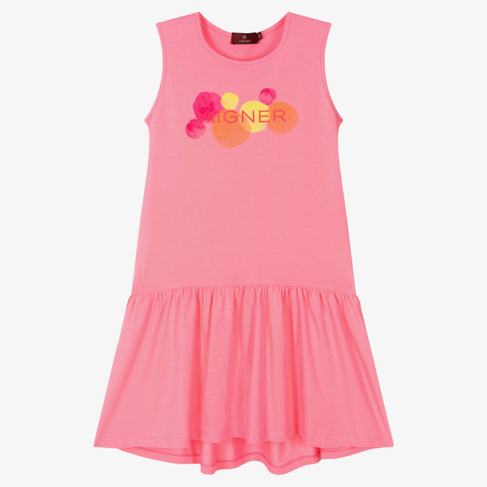 AIGNER - Teen Girls Pink Cotton Logo Dress | Childrensalon