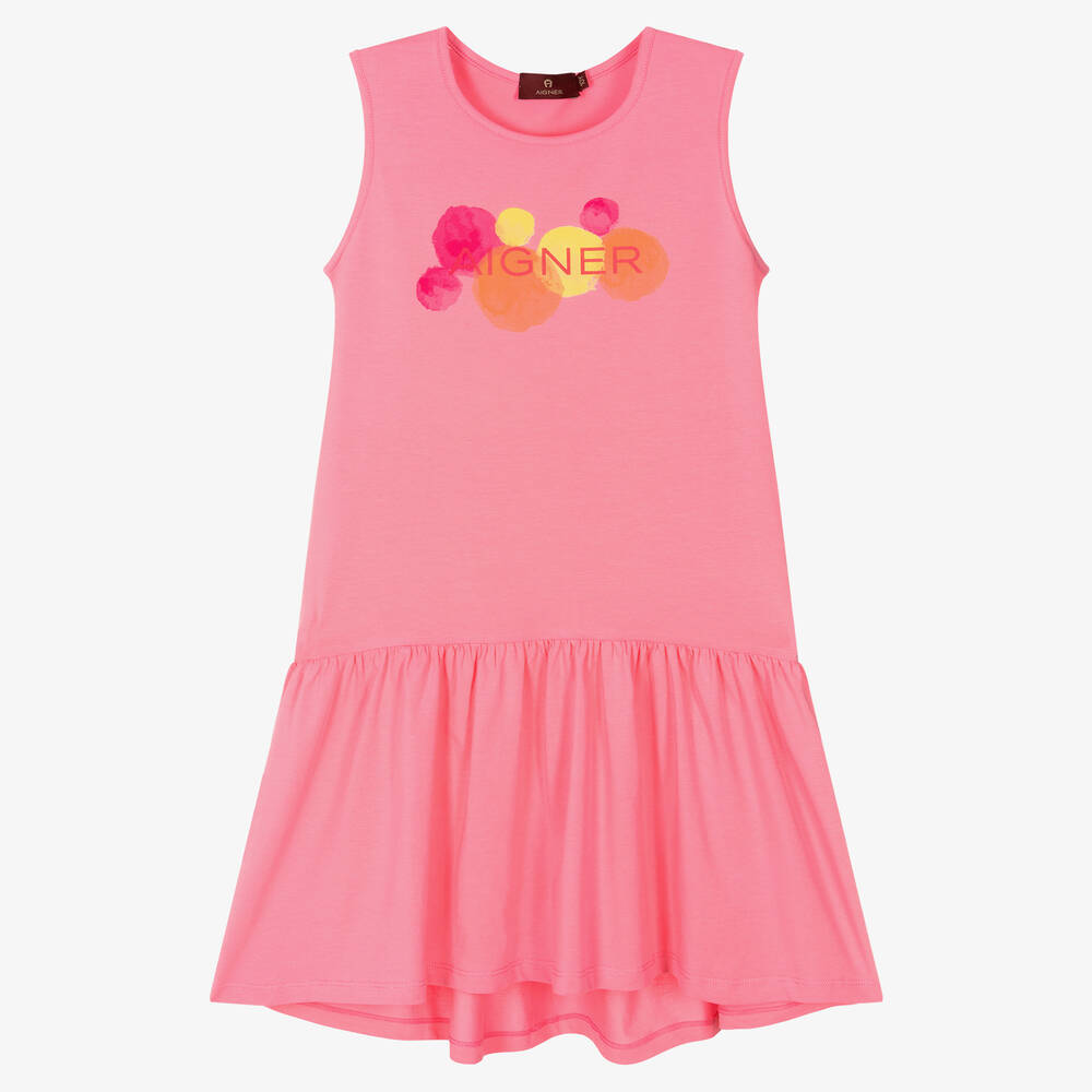 AIGNER - Robe rose en coton ado fille | Childrensalon