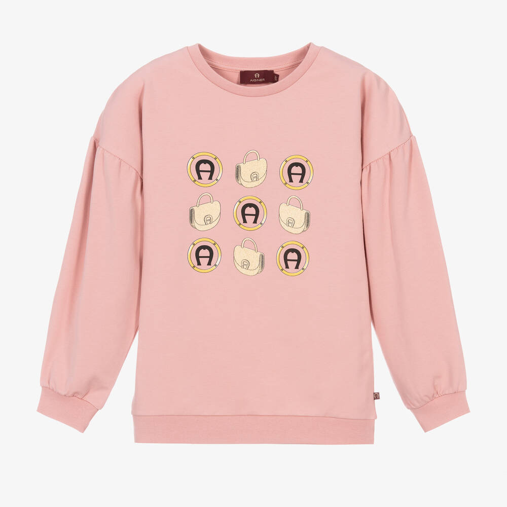 AIGNER - Teen Girls Pink Cotton Sweatshirt  | Childrensalon