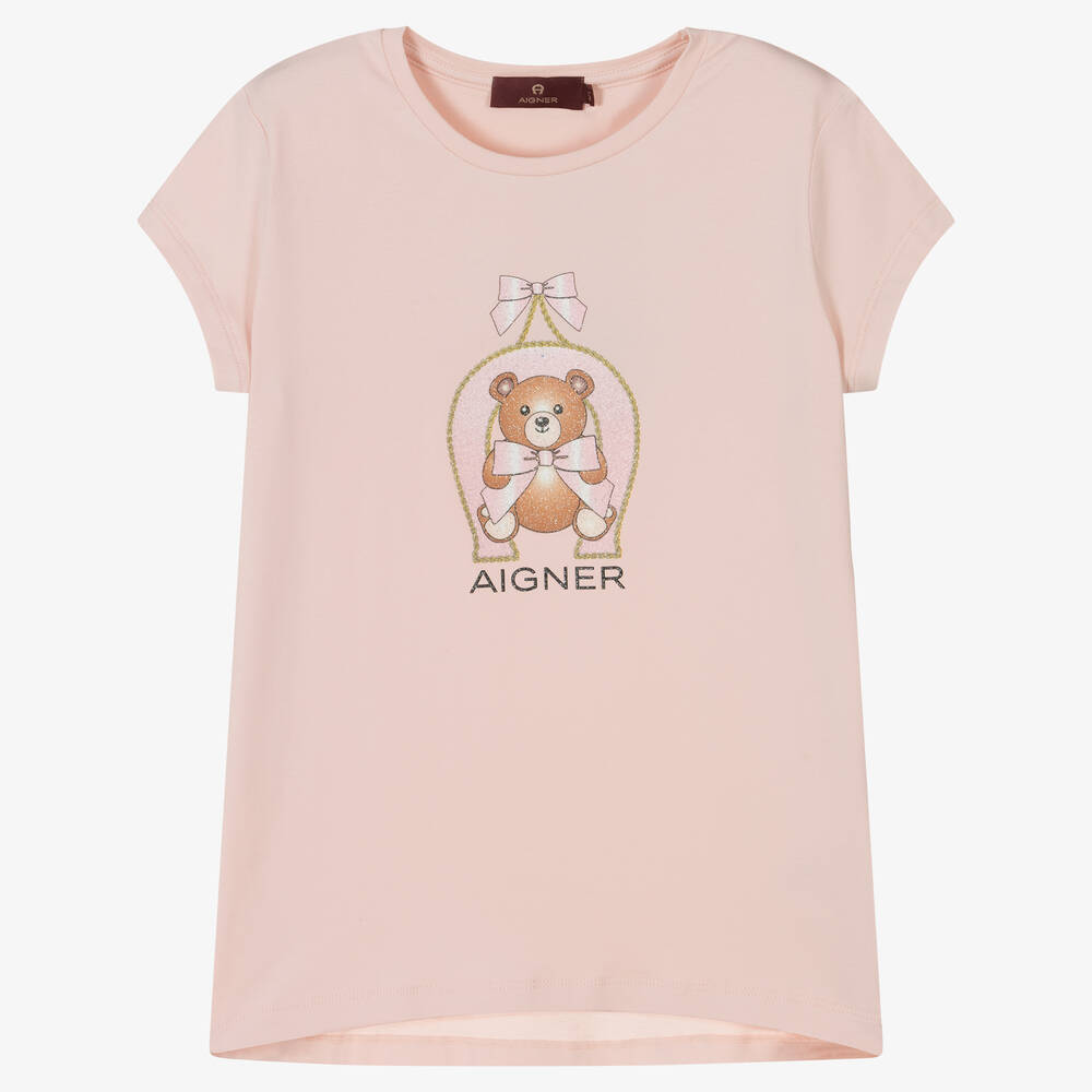 AIGNER-تيشيرت تينز بناتي قطن جيرسي لون زهري | Childrensalon Outlet