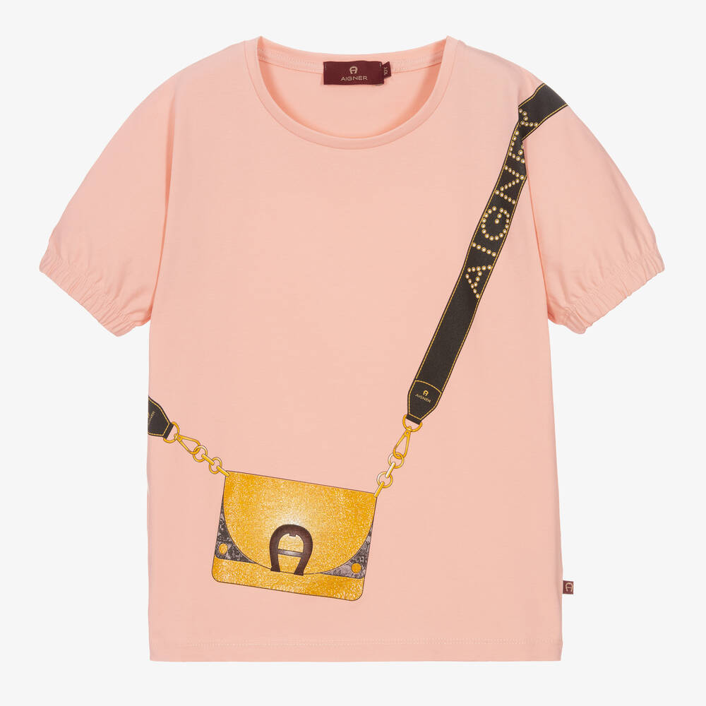 AIGNER - Розовая хлопковая футболка для девочек-подростков | Childrensalon