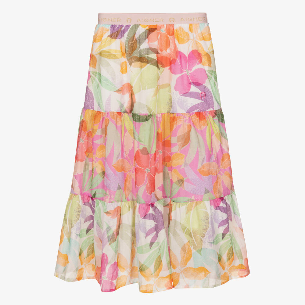 AIGNER - Teen Girls Pink Floral Cotton Skirt | Childrensalon