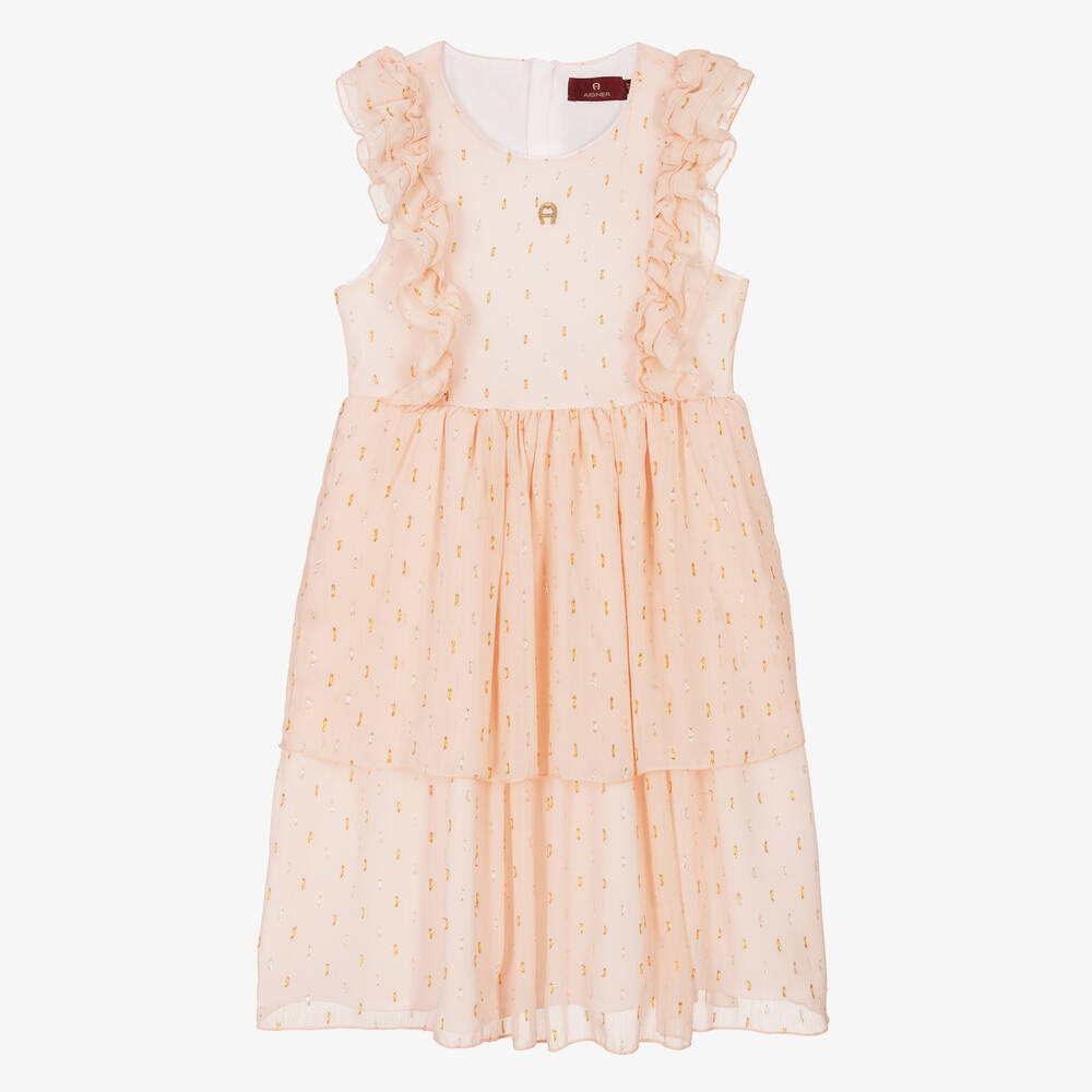 AIGNER - Teen Chiffonkleid in Rosa und Gold | Childrensalon