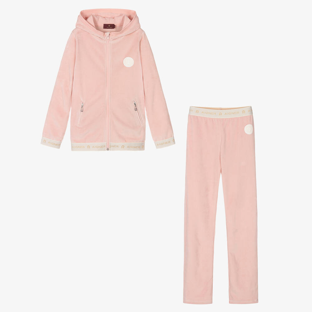 AIGNER - Teen Girls Pink Logo Tracksuit | Childrensalon