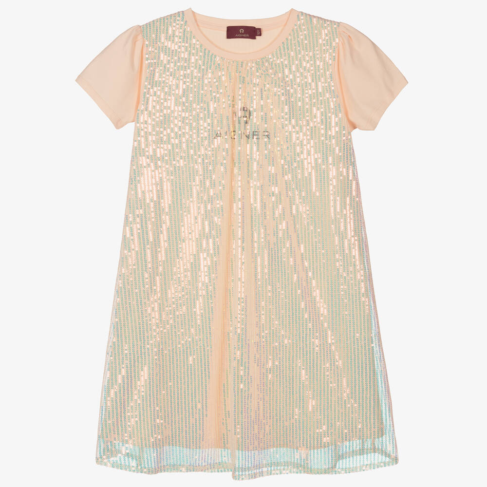 AIGNER - Teen Girls Pink Sequin Shimmer Dress | Childrensalon