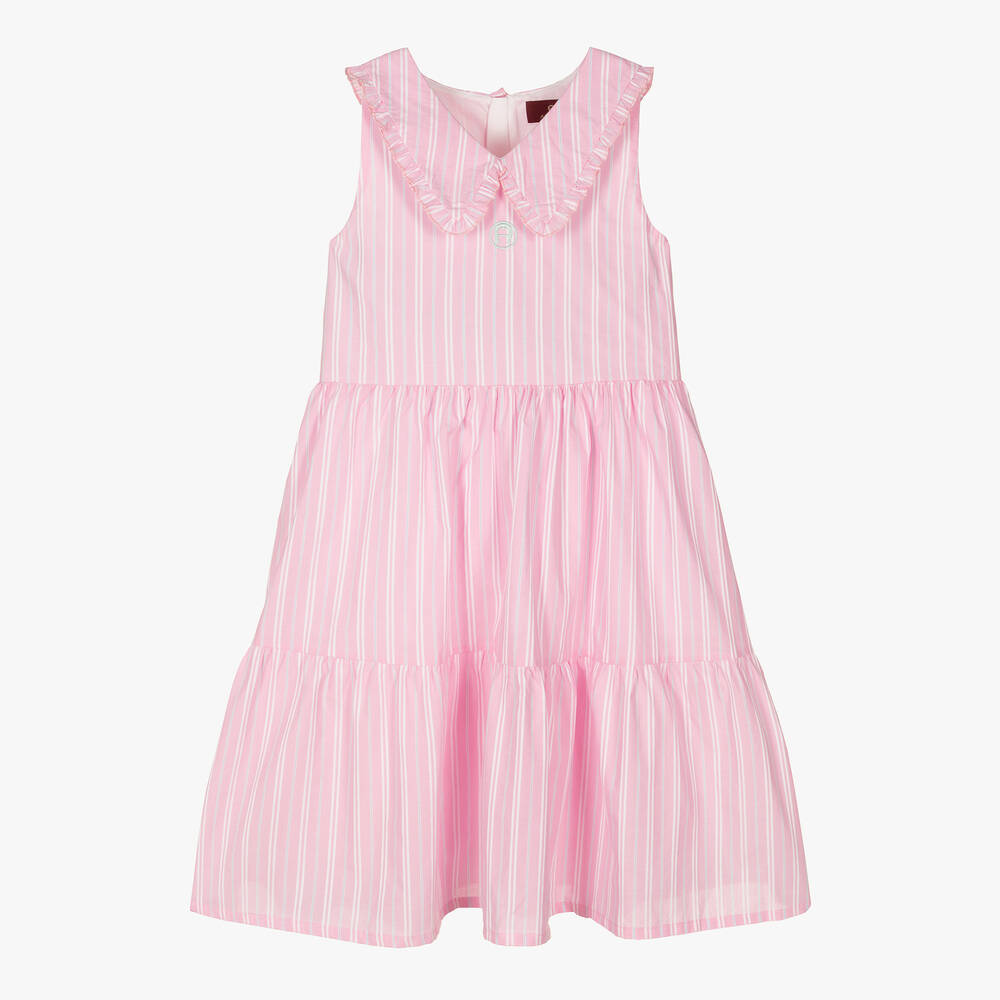 AIGNER - فستان قميص تينز بناتي قطن بوبلين لون زهري | Childrensalon