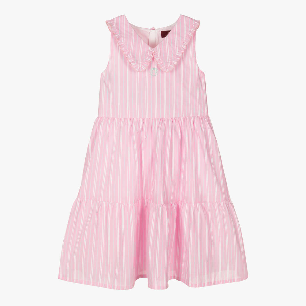 AIGNER - Rosa gestreiftes Teen Hemdkleid (M) | Childrensalon