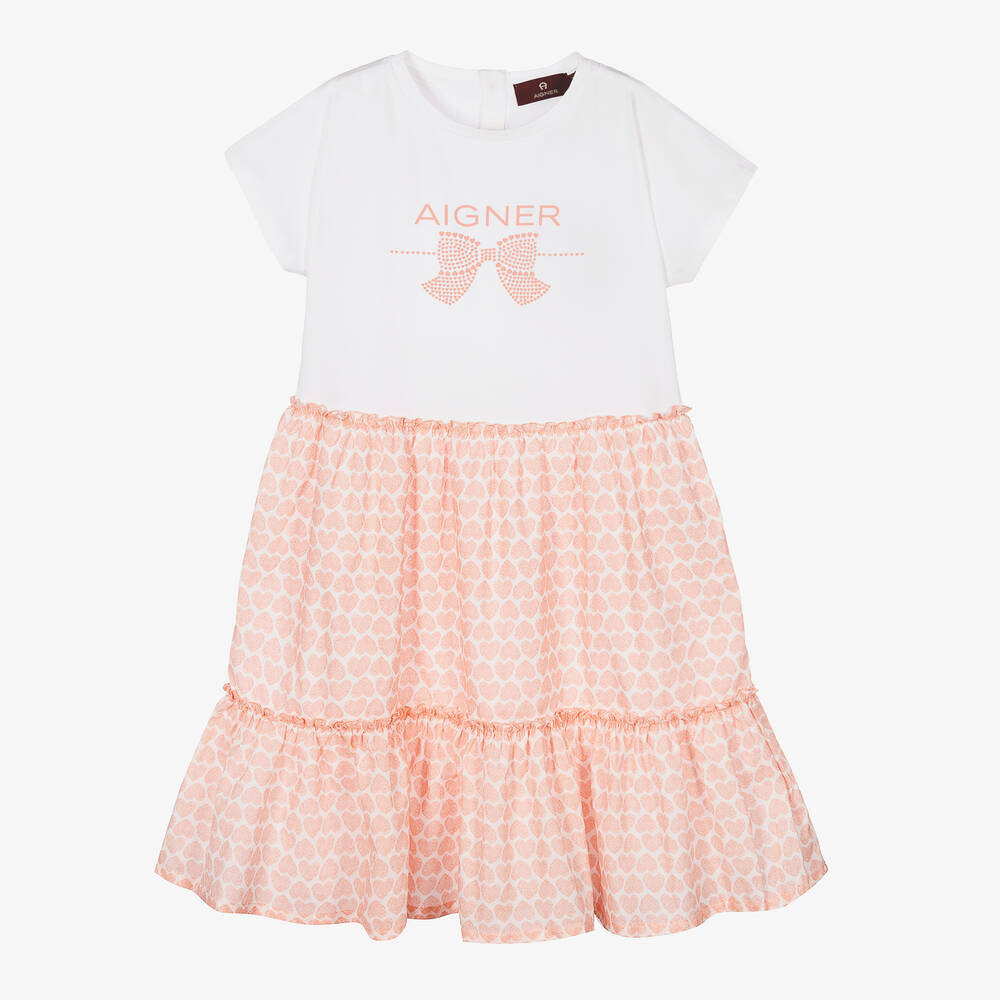 AIGNER - Teen Kleid in Rosa und Weiß (M) | Childrensalon