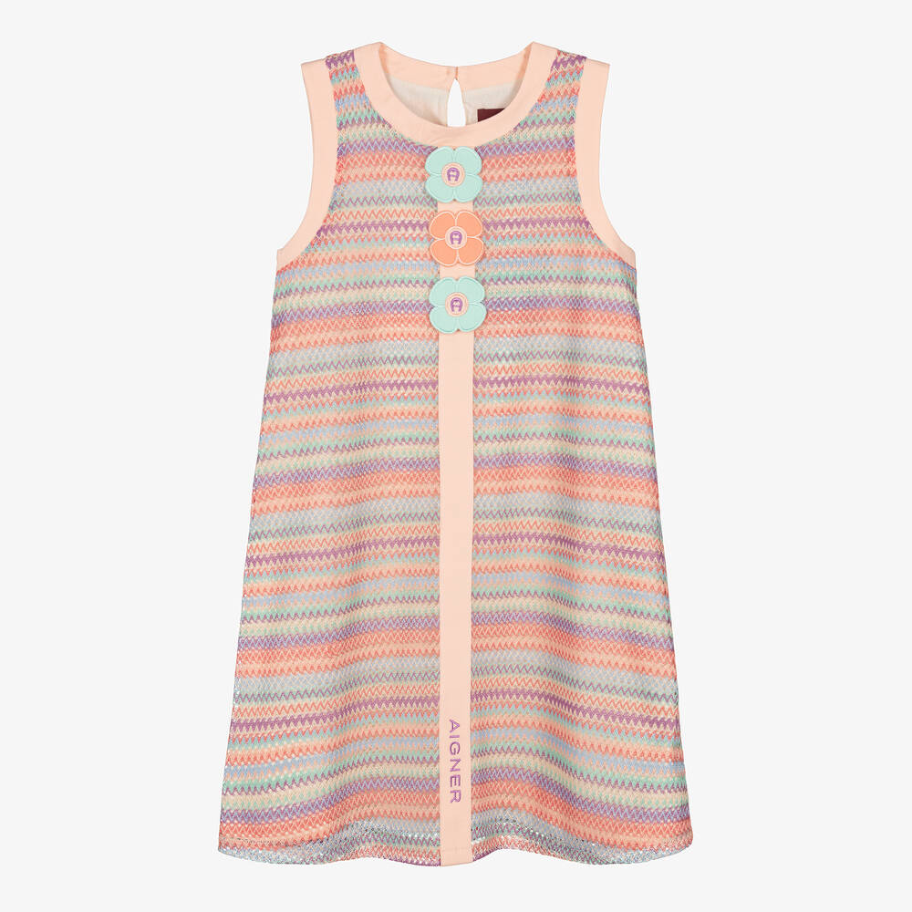 AIGNER-Teen Girls Pink Zig Zag Crochet Dress | Childrensalon Outlet