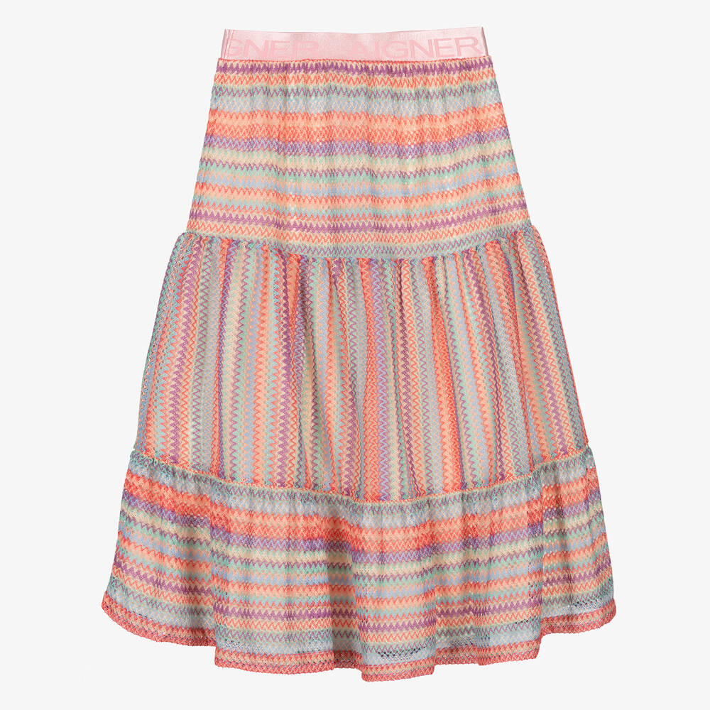 AIGNER-Розовая вязаная юбка с зигзагами для подростков | Childrensalon Outlet