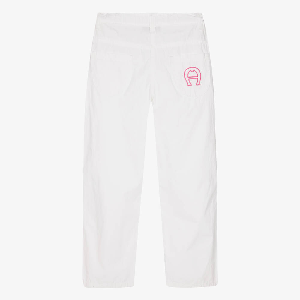 AIGNER-Teen Girls White Cotton Butterfly Trousers | Childrensalon Outlet