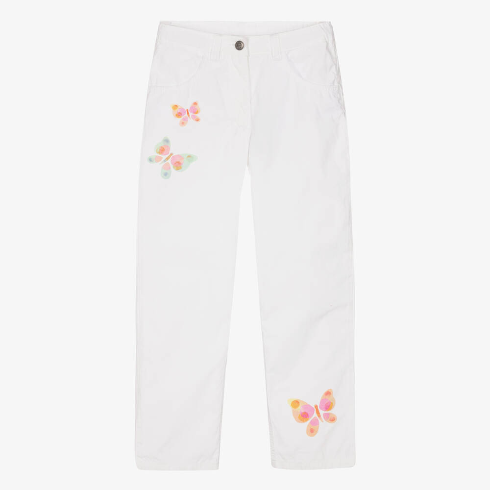 AIGNER - Teen Girls White Cotton Butterfly Trousers | Childrensalon