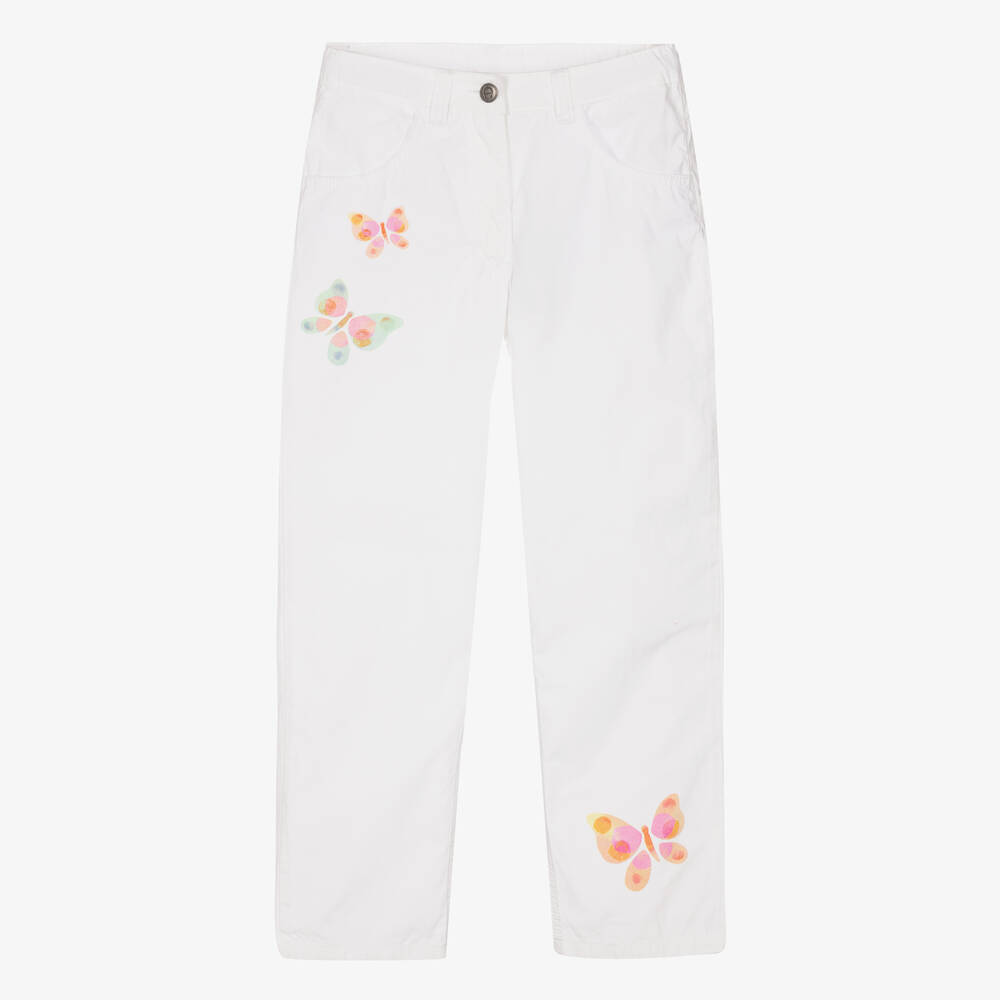 AIGNER-Teen Girls White Cotton Butterfly Trousers | Childrensalon Outlet